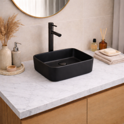 Επικαθήμενος Νιπτήρας Πορσελάνης 50x36,5 cm Cerastyle Hera 078207-97 Black Matt (Μαύρο Ματ)